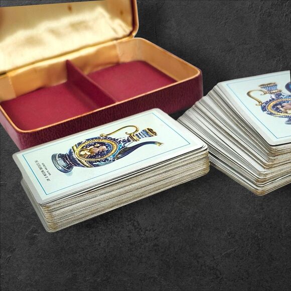 Vintage Congress 606 Double Deck Playing Cards Venetian Glass Clamshell Case USA - Picture 3 of 8